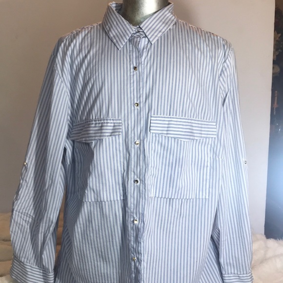 Zara Tops - “ZARA BASIC” Classic Pinstripe Ladies Blouse .